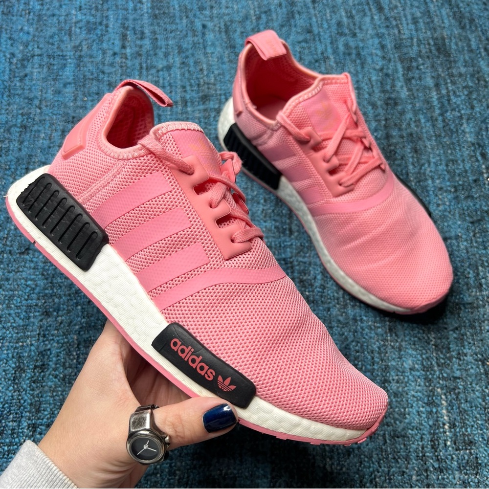 Adidas NMD R1 Sneakers in Super Pop Pink White Black Men's 6 or Women's 7.5